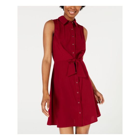 Babyhug Sleeveless Fit & Flared Party Frock with Bow Detailing - Maroon